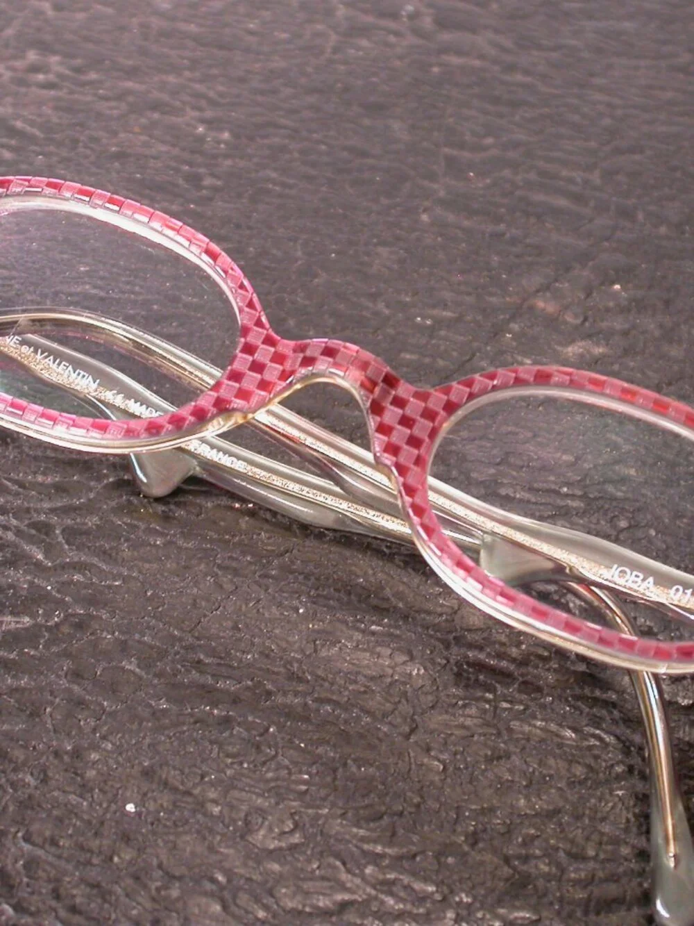 Authentic Anne et Valentin Lunettes Red Checker Eyeglasses Made in France